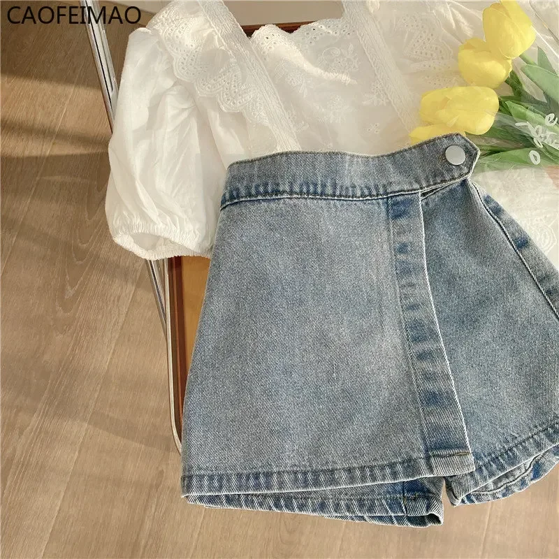 Kids Clothes Set New Summer Girls Fashion Lace Blouse Top & Denim Shorts Korean Style Toddlers Kids Casual Pants Jeans 2pcs 2-7Y
Kids Clothes Set New Summer Girls Fashion Lace Blouse Top & Denim Shorts Korean Style Toddlers Kids Casual Pants Jeans 2pcs 2-7Y