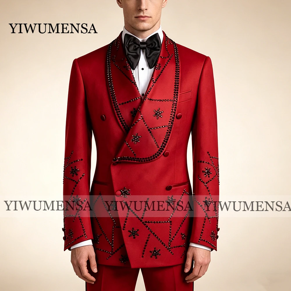 Luxury Men's Suits 2 Pieces Double Breasted Groom Tuxedo For Wedding Slim Fit Beaded Prom Custom Made Plus Size Terno Masculino
Luxury Men's Suits 2 Pieces Double Breasted Groom Tuxedo For Wedding Slim Fit Beaded Prom Custom Made Plus Size Terno Masculino