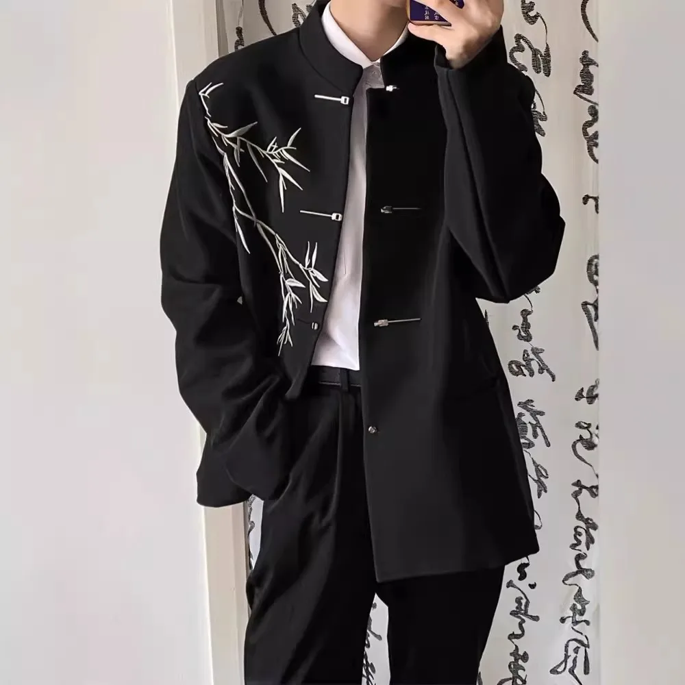 New Chinese Sle Men's Set Loose oulder Pad Spring Autumn Outerwear Embroidered Bamboo Le Stand Collar
New Chinese Sle Men's Set Loose oulder Pad Spring Autumn Outerwear Embroidered Bamboo Le Stand Collar