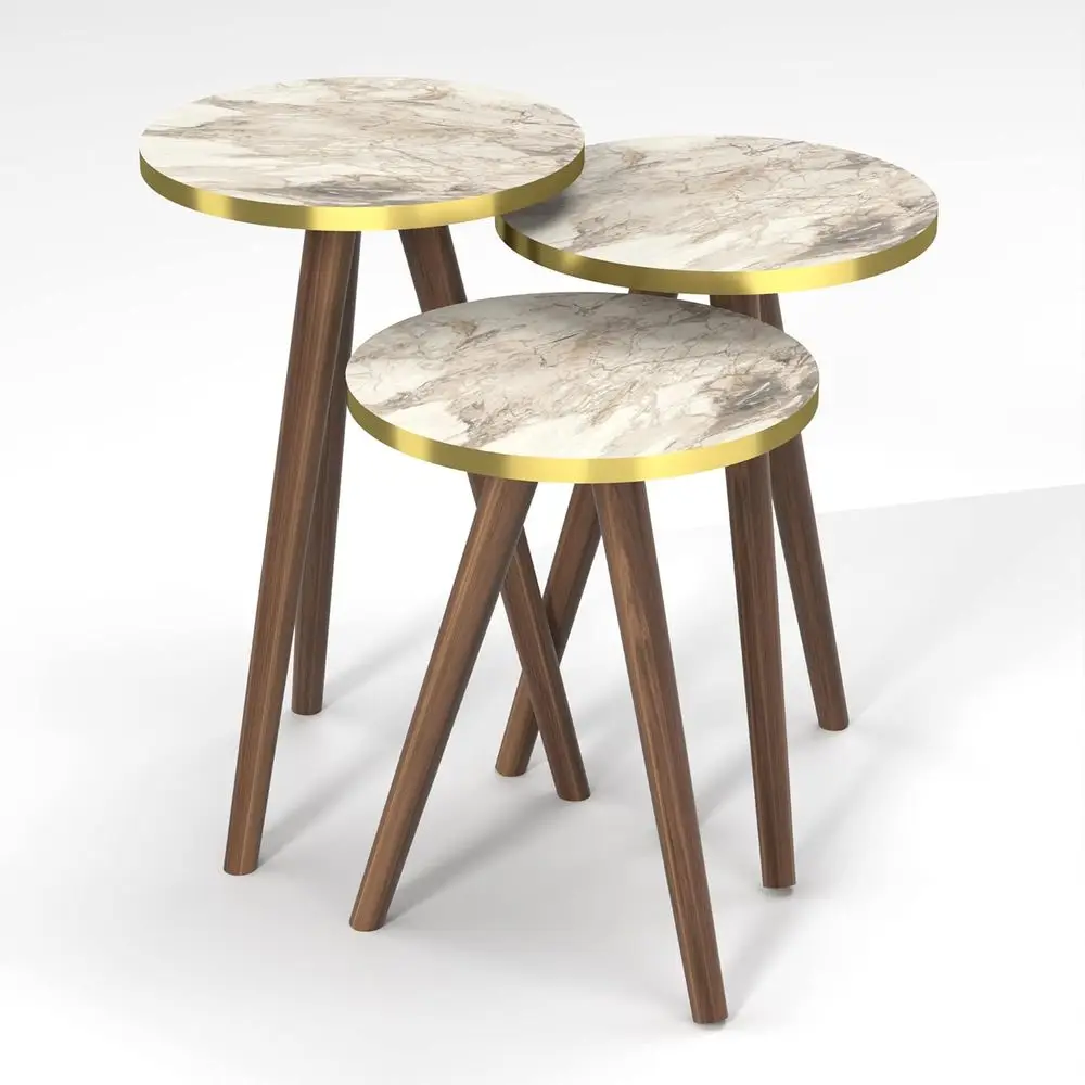 Round Nesting Set o 3, ern Woodgrain with Black Base or Living Room Coee Tables or Nightstands - Side End Table (White Marble De
Round Nesting Set o 3, ern Woodgrain with Black Base or Living Room Coee Tables or Nightstands - Side End Table (White Marble De
