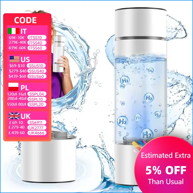 Hydrogen Rich Water Generator Bottle BPA Free Cup Body SPE & PEM Dual Chamber Maker Ionizer Portable H2 Inhalation Device
Hydrogen Rich Water Generator Bottle BPA Free Cup Body SPE & PEM Dual Chamber Maker Ionizer Portable H2 Inhalation Device