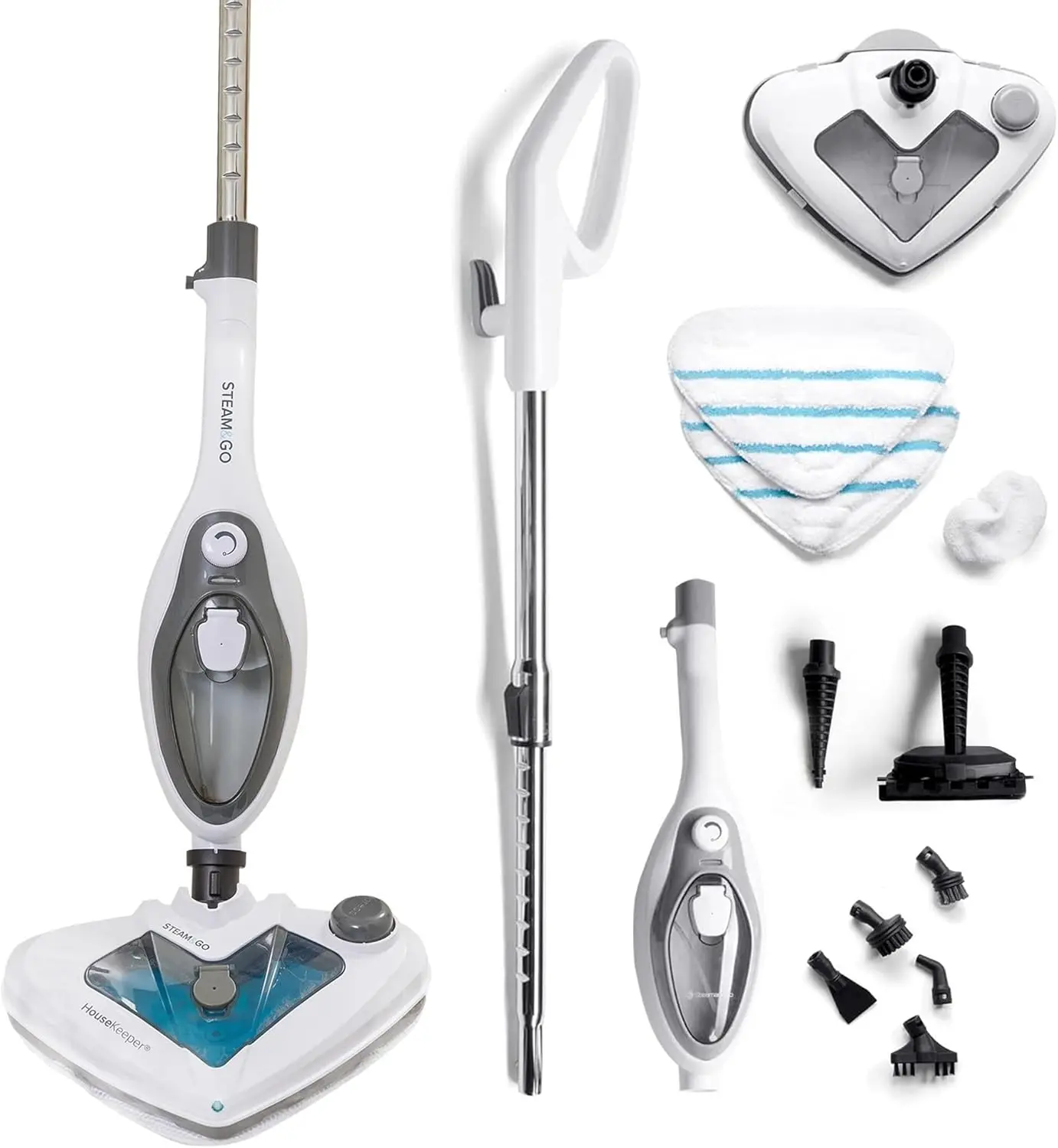 Steam and Go 10-in-1 Steam Mop - Floor Steamer with Detergent Chamber and Detachable Handle for Tile Grout, Clothes, Furniture,
Steam and Go 10-in-1 Steam Mop - Floor Steamer with Detergent Chamber and Detachable Handle for Tile Grout, Clothes, Furniture,