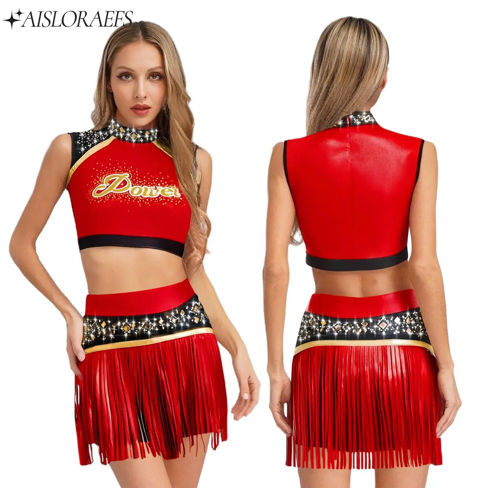 Women Shiny Rhinestone Cheerleading Uniform High School Cheerleading Costume Sports Team Modern Dance Outfit for Halloween Party
Women Shiny Rhinestone Cheerleading Uniform High School Cheerleading Costume Sports Team Modern Dance Outfit for Halloween Party