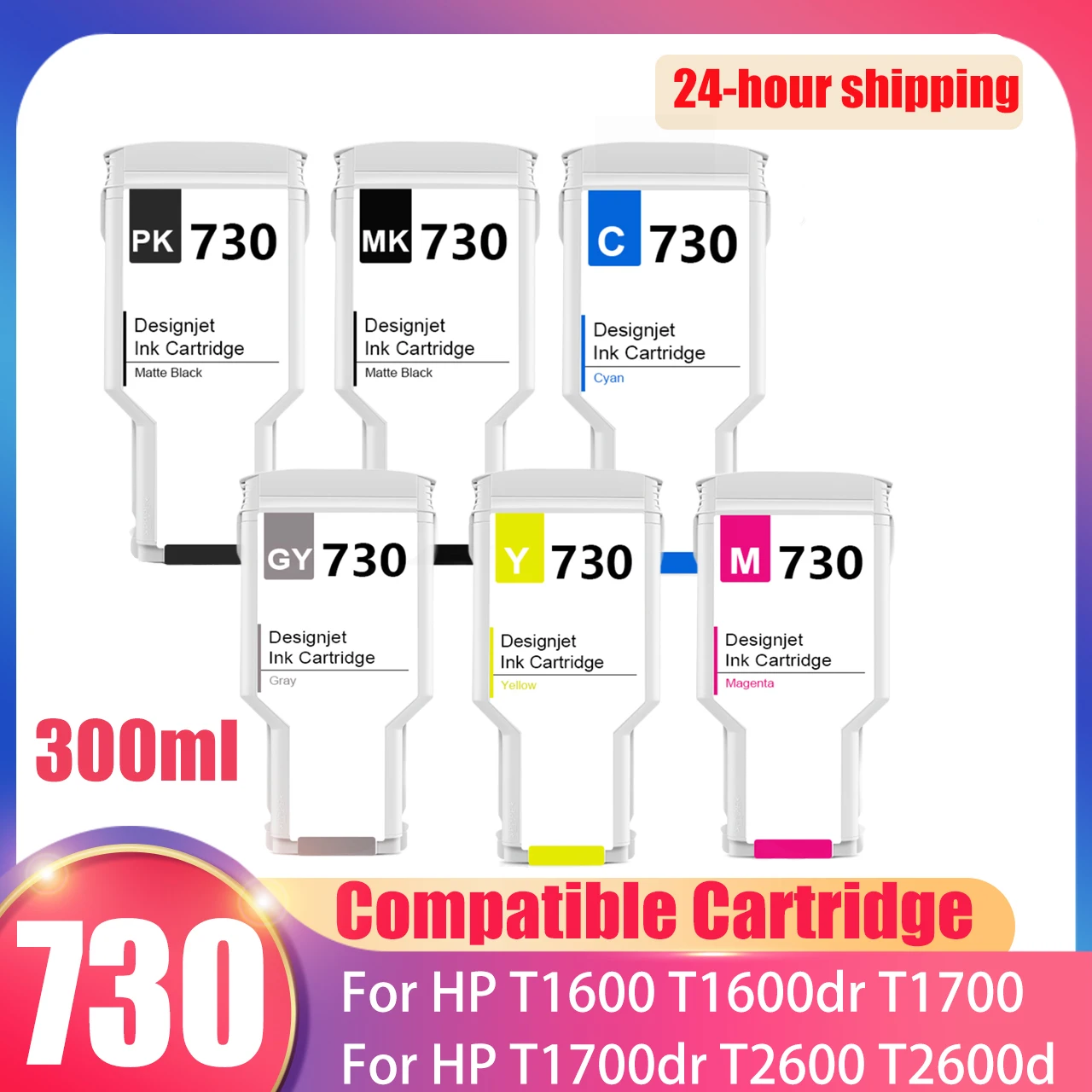 Совместимый картридж для HP 730, чернильный картридж для принтеров HP Designjet T1600 T2600 T1700 с полным чернильным картриджем, 300 мл
Совместимый картридж для HP 730, чернильный картридж для принтеров HP Designjet T1600 T2600 T1700 с полным чернильным картриджем, 300 мл