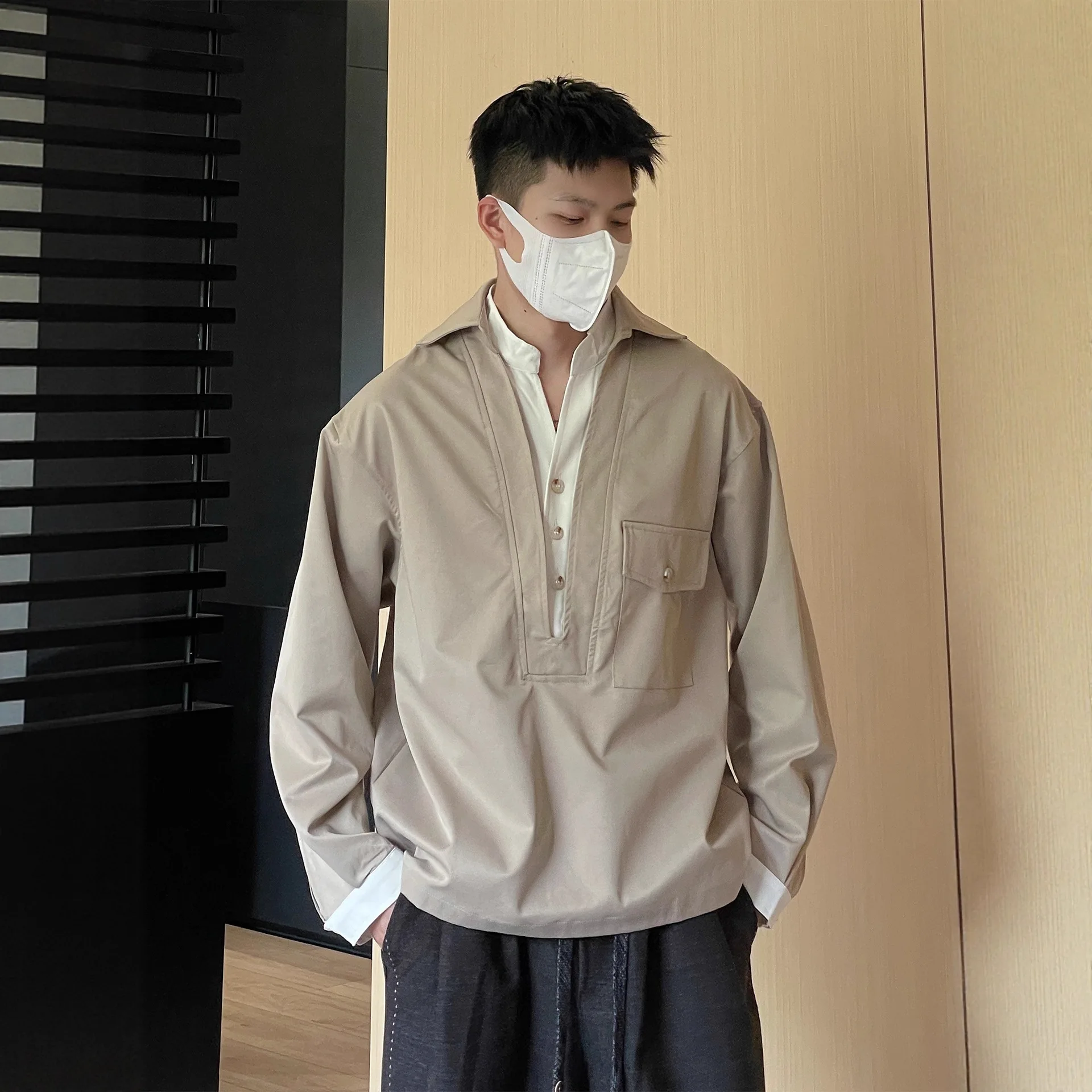 Casual V-Neck Long Sleeve Shirt Men's Fashion Design Color Block Loose Fit Polyester Fabric Youthful Style Autumn New Arrival
Casual V-Neck Long Sleeve Shirt Men's Fashion Design Color Block Loose Fit Polyester Fabric Youthful Style Autumn New Arrival