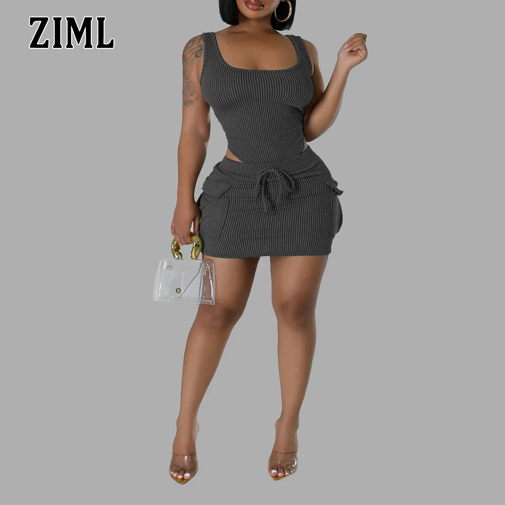 ZIML Solid Minimalist Two Piece Sets for Women Square Collar Sleeveless Slim Vest High Waist Skirt Casual Chic Set Female New
ZIML Solid Minimalist Two Piece Sets for Women Square Collar Sleeveless Slim Vest High Waist Skirt Casual Chic Set Female New