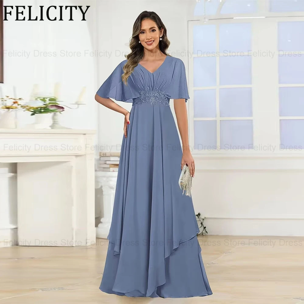FELICITY Customized Chiffon Elegant Mother of the Bride Dresses Pleated A-Line Appliques Wedding Guest Dress Party Evening Gowns
FELICITY Customized Chiffon Elegant Mother of the Bride Dresses Pleated A-Line Appliques Wedding Guest Dress Party Evening Gowns