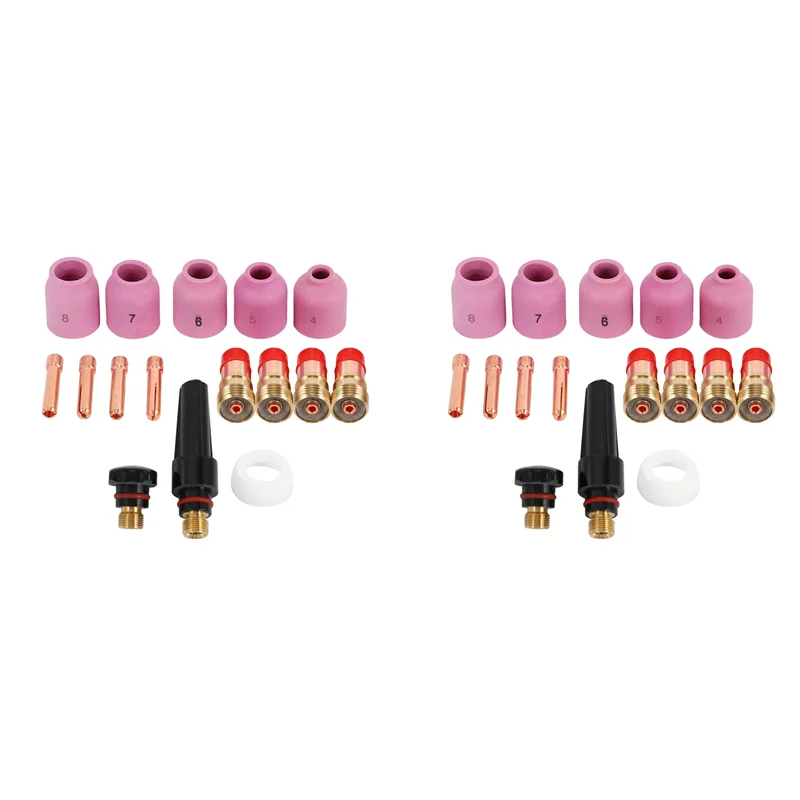 AB42-TIG Welding Torches Stubby Gas Lens Collets Alumina Nozzles Back Cap Kit For SR WP 17 18 26 Series 32Pcs
AB42-TIG Welding Torches Stubby Gas Lens Collets Alumina Nozzles Back Cap Kit For SR WP 17 18 26 Series 32Pcs