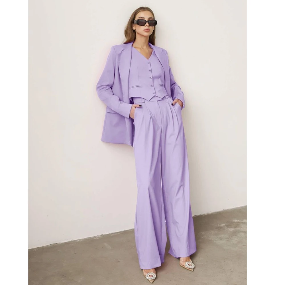 Lavender 3 Pieces Suit Set For Women Blazer Vest and Pants Set for Office Lady Customized Women Business Suit Jacket
Lavender 3 Pieces Suit Set For Women Blazer Vest and Pants Set for Office Lady Customized Women Business Suit Jacket