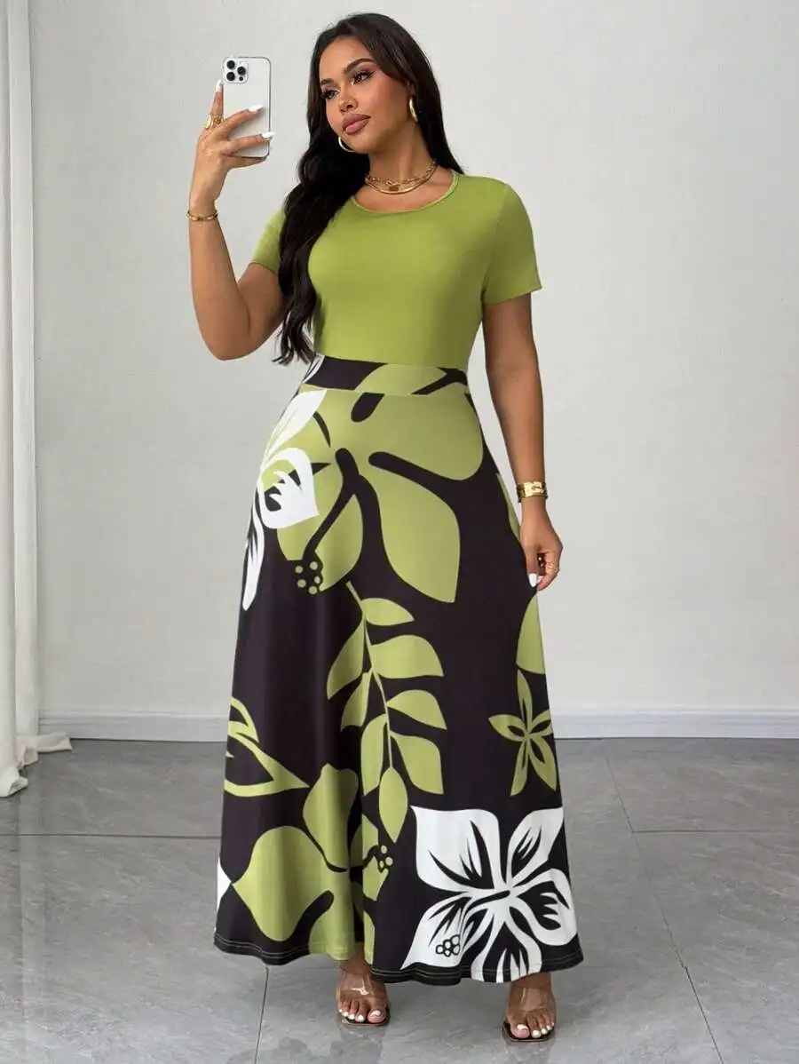 Plus Size Women Botanical Print Round Neck Short Sleeve Maxi Dress Casual Holiday Style
Plus Size Women Botanical Print Round Neck Short Sleeve Maxi Dress Casual Holiday Style