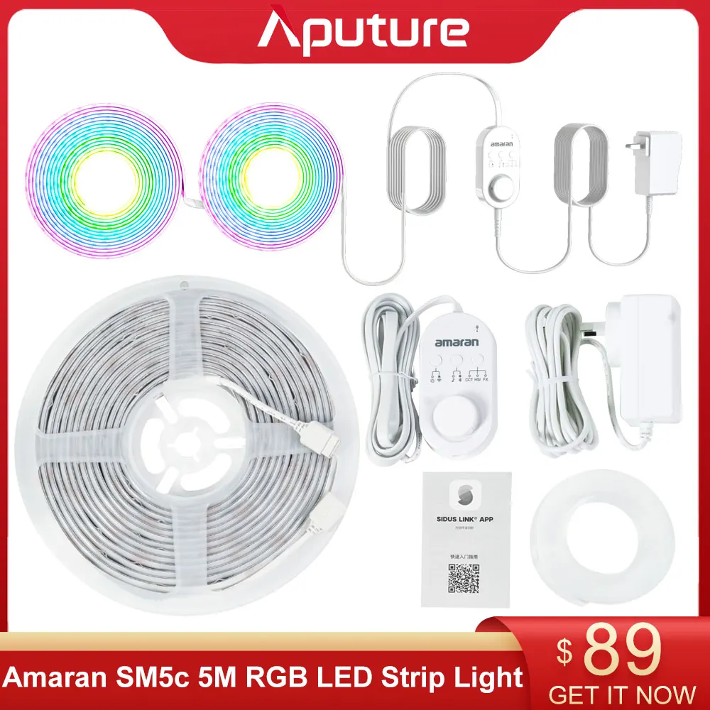 Amaran SM5c 5M 20W Output 300 RGB Smart Pixel LED Strip Light Bluetooth Wifi Control Flexible Tape TV Backlight Party Decoration
Amaran SM5c 5M 20W Output 300 RGB Smart Pixel LED Strip Light Bluetooth Wifi Control Flexible Tape TV Backlight Party Decoration