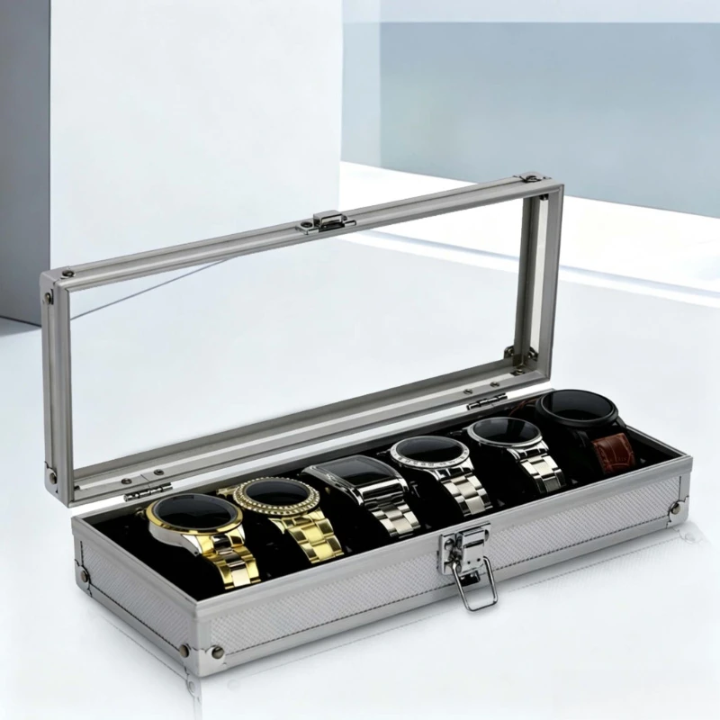 High Quality 6 Slots Watch Storage Box Aluminum Suitcase Case Jewelry Collection Box Portable Large Capacity Watch Box Gift Box
High Quality 6 Slots Watch Storage Box Aluminum Suitcase Case Jewelry Collection Box Portable Large Capacity Watch Box Gift Box