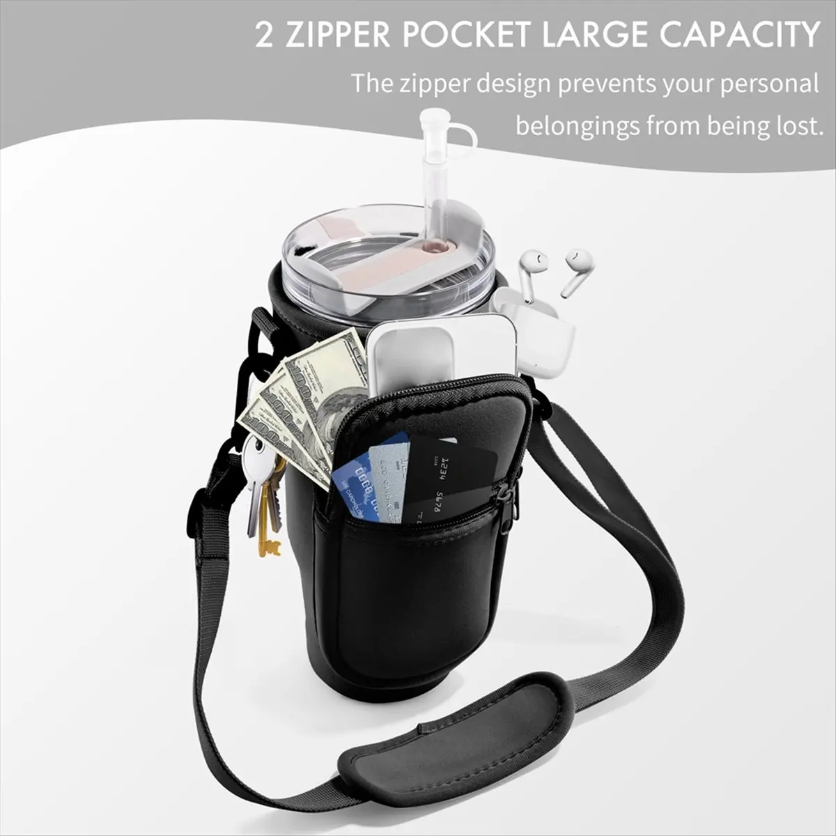 ABPF Water Bottle Carrier Bag with Phone Pocket, Water Bottle Holder with Adjustable Strap & Straw Cover
ABPF Water Bottle Carrier Bag with Phone Pocket, Water Bottle Holder with Adjustable Strap & Straw Cover