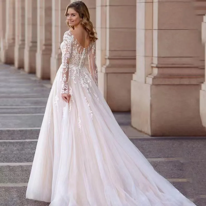 European and American Wedding Dress Women's Lace Long Sleeve Sexy Small Trailing Spring
European and American Wedding Dress Women's Lace Long Sleeve Sexy Small Trailing Spring