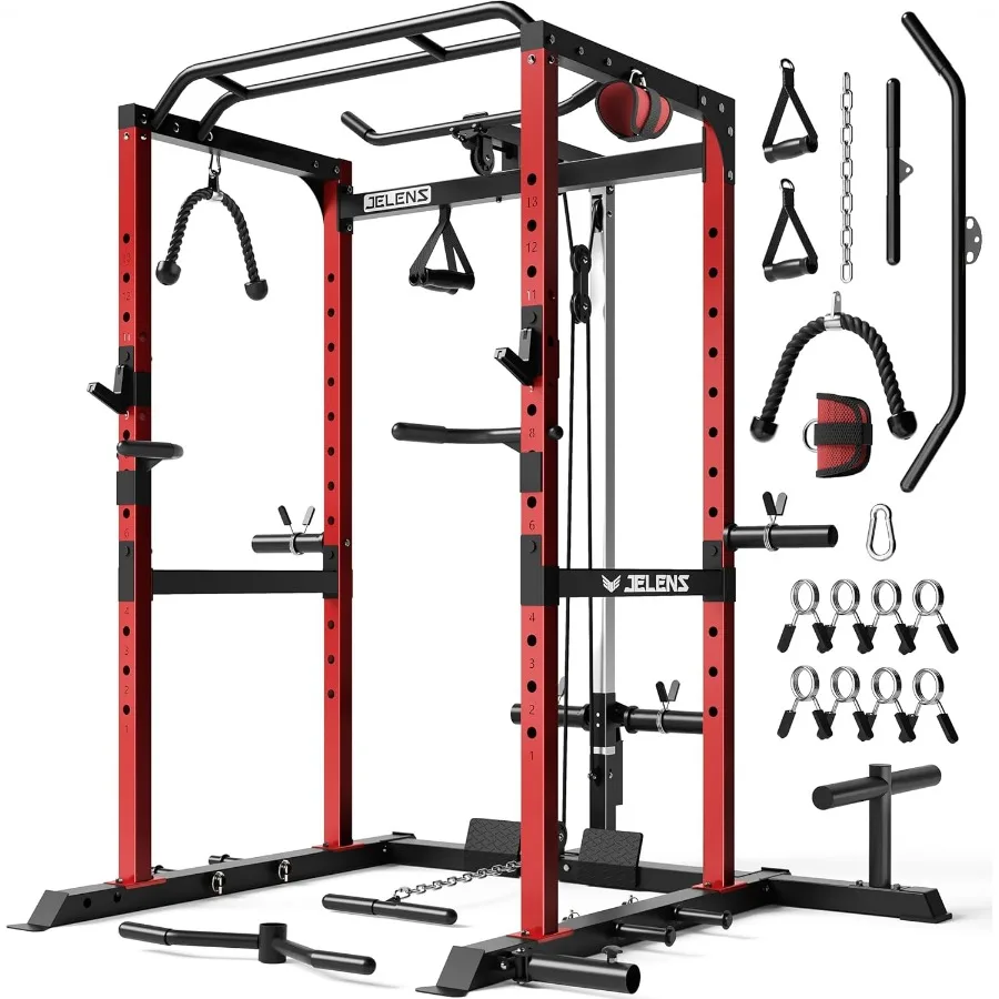 Power Cage, Multi-Function Power Rack with Adjustable Cable Crossover System, 2000LBS Squat Rack for Home Gym with More Training
Power Cage, Multi-Function Power Rack with Adjustable Cable Crossover System, 2000LBS Squat Rack for Home Gym with More Training