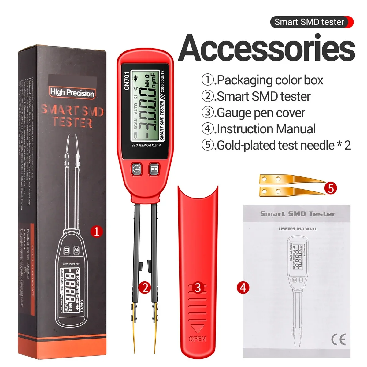 Digital Smart SMD Tester Electrical Multimeter Resistance Capacitance Continuity Diode Test Meter Electrician Tools
Digital Smart SMD Tester Electrical Multimeter Resistance Capacitance Continuity Diode Test Meter Electrician Tools