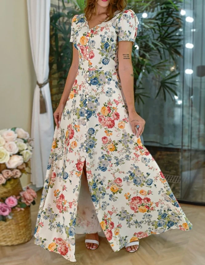 Sexy Elegant Floral Print V Neck Puff Sleeve Maxi Dress A-Line Flowy Casual Dress with Pockets 2025 Autumn Winter New Fashion
Sexy Elegant Floral Print V Neck Puff Sleeve Maxi Dress A-Line Flowy Casual Dress with Pockets 2025 Autumn Winter New Fashion