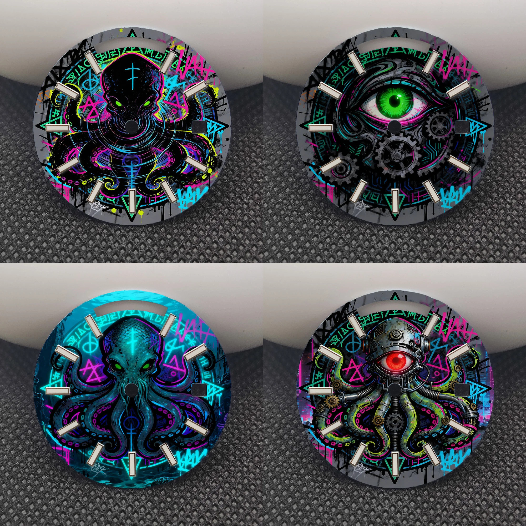 29/31mm Cthulhu-punk style Creative Dial Watch accessories Suitable for Miyota 8285 movement watch face Men's watch Dial 8285 Di
29/31mm Cthulhu-punk style Creative Dial Watch accessories Suitable for Miyota 8285 movement watch face Men's watch Dial 8285 Di