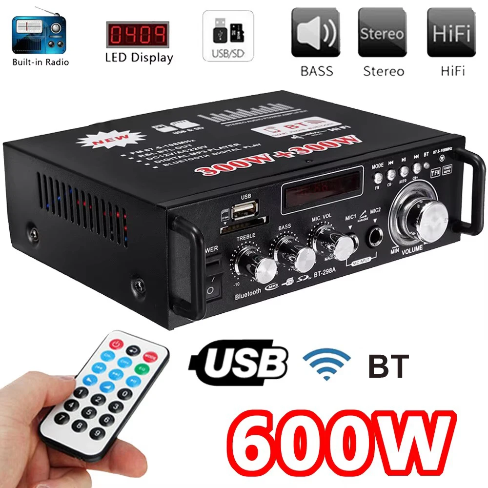 NEW HiFi Digital Amplifier Max Power 90Wx2 Channel 2.0 Bluetooth Surround Sound AMP Speaker for Home Car
NEW HiFi Digital Amplifier Max Power 90Wx2 Channel 2.0 Bluetooth Surround Sound AMP Speaker for Home Car
