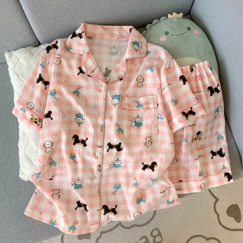 2Summer short-sleeve pajama set for women, comfortable and trendy, shorts suitable for wearing outside, home wear s
2Summer short-sleeve pajama set for women, comfortable and trendy, shorts suitable for wearing outside, home wear s