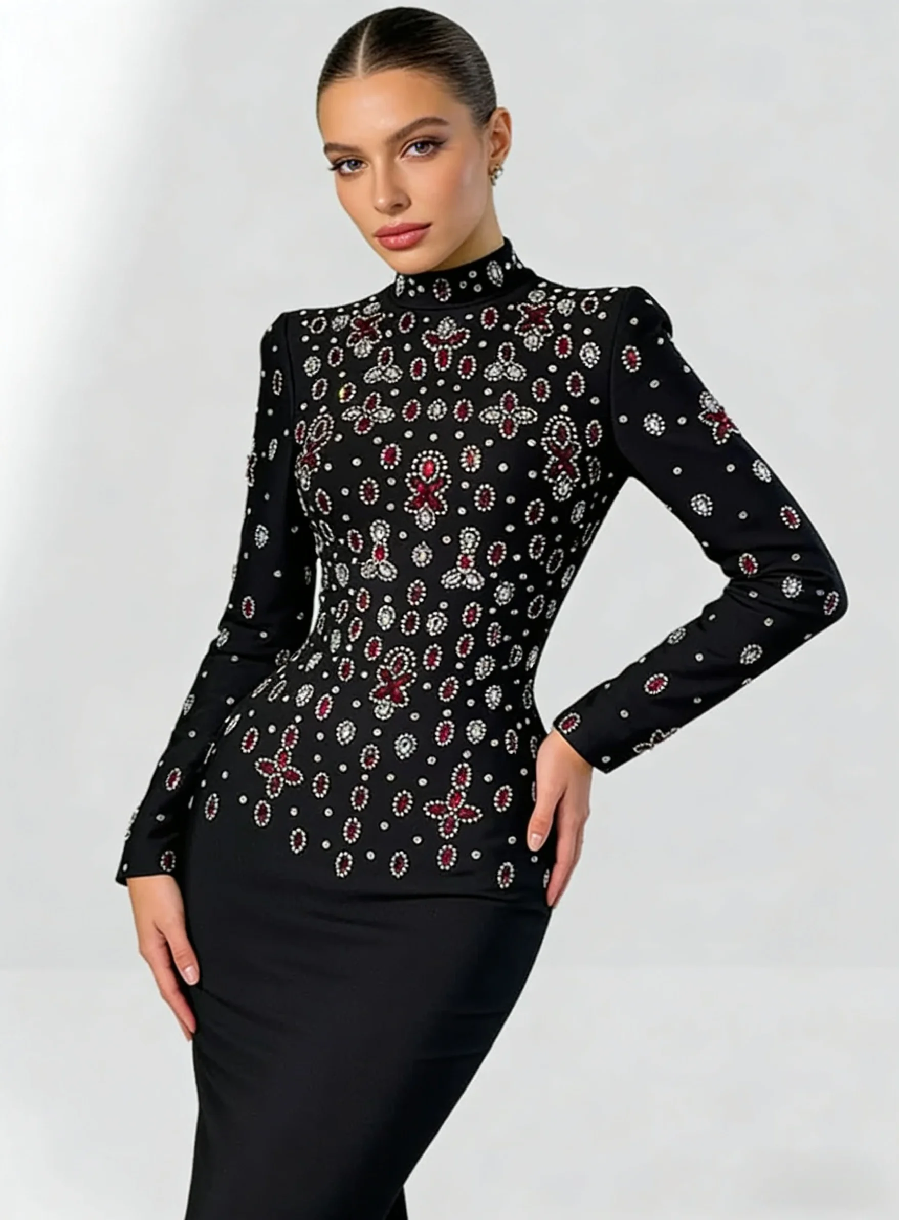 2026 Exquisite Colorful Rhinestone Black Bandage Dress Long Dress Elegant Woman Birthday Party Dress Wedding Party Vestido
2026 Exquisite Colorful Rhinestone Black Bandage Dress Long Dress Elegant Woman Birthday Party Dress Wedding Party Vestido