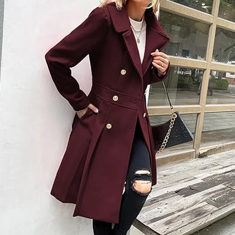 Spring Women's Thick A-Line Pea Coat with Pockets And Lining Gap Lapel Double Row Button New Clothing
Spring Women's Thick A-Line Pea Coat with Pockets And Lining Gap Lapel Double Row Button New Clothing