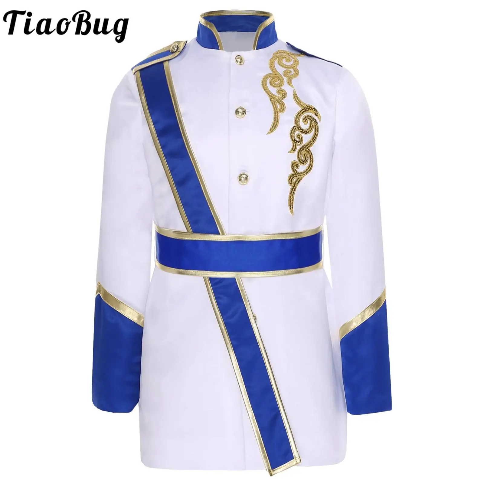 Boys Girls Royal Honor Guard Uniform Drum Trumpet Marching Band Performance Costume Sequins Long Sleeve Jacket with Waistbelt
Boys Girls Royal Honor Guard Uniform Drum Trumpet Marching Band Performance Costume Sequins Long Sleeve Jacket with Waistbelt