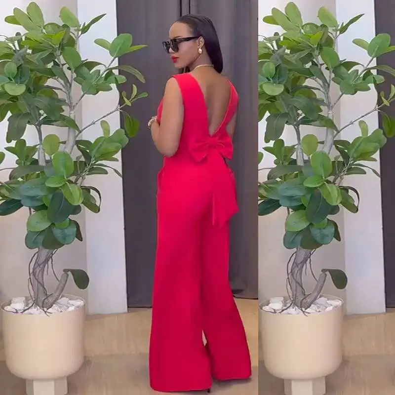 Women's Clothing 205 Spring New Item Solid Color Backless Bow Top Wide Leg Pants Casual Set
Women's Clothing 205 Spring New Item Solid Color Backless Bow Top Wide Leg Pants Casual Set