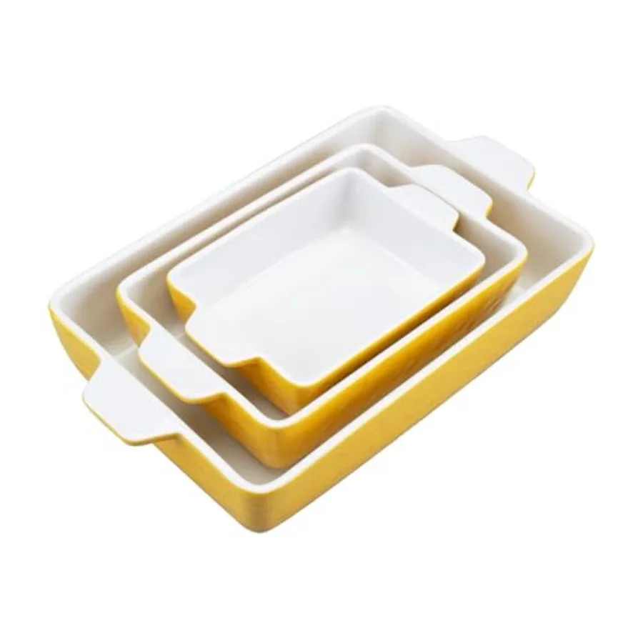Baking Dishes Set of 3 Ceramic Bakeware Set with Handles Porcelain Baking Pan Casserole Dishes for Oven and Microwave Deep Lasa
Baking Dishes Set of 3 Ceramic Bakeware Set with Handles Porcelain Baking Pan Casserole Dishes for Oven and Microwave Deep Lasa