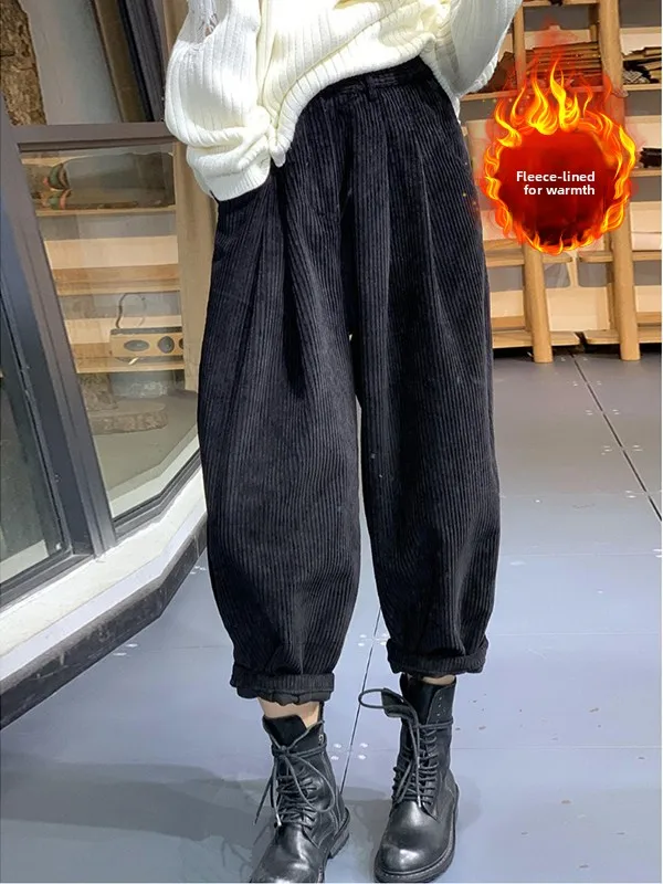 Retro Fce Lined Corduroy Lantern Pants Elastic Waist Casual Trousers for plus Size Women Warm Comfortable Autumn Winter Wear
Retro Fce Lined Corduroy Lantern Pants Elastic Waist Casual Trousers for plus Size Women Warm Comfortable Autumn Winter Wear