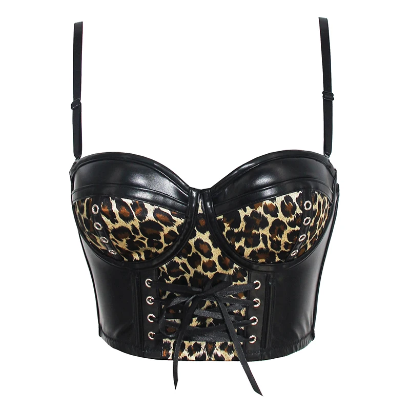 Leopard Faux Leather Corset Crop Top Women Bustier with Straps Gothic Punk Bra Push Up Bodice Sexy Vintage Overbust Korset
Leopard Faux Leather Corset Crop Top Women Bustier with Straps Gothic Punk Bra Push Up Bodice Sexy Vintage Overbust Korset