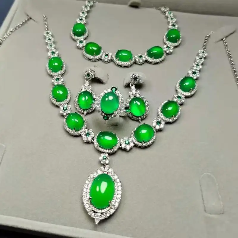 Natural Myanmar Jadeite Jade Jewelry Set Women Grade A Burma Jade Luxury Zircon Earrings Ring Necklace Bracelet Jewelry Sets
Natural Myanmar Jadeite Jade Jewelry Set Women Grade A Burma Jade Luxury Zircon Earrings Ring Necklace Bracelet Jewelry Sets