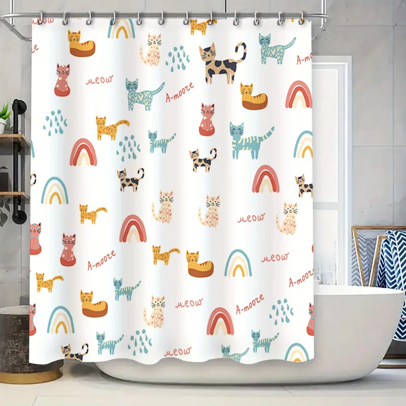 Animal Print Shower Curtain with Cats Pattern Modern Waterproof Fabric for Bathroom Decor in Multicolor
Animal Print Shower Curtain with Cats Pattern Modern Waterproof Fabric for Bathroom Decor in Multicolor