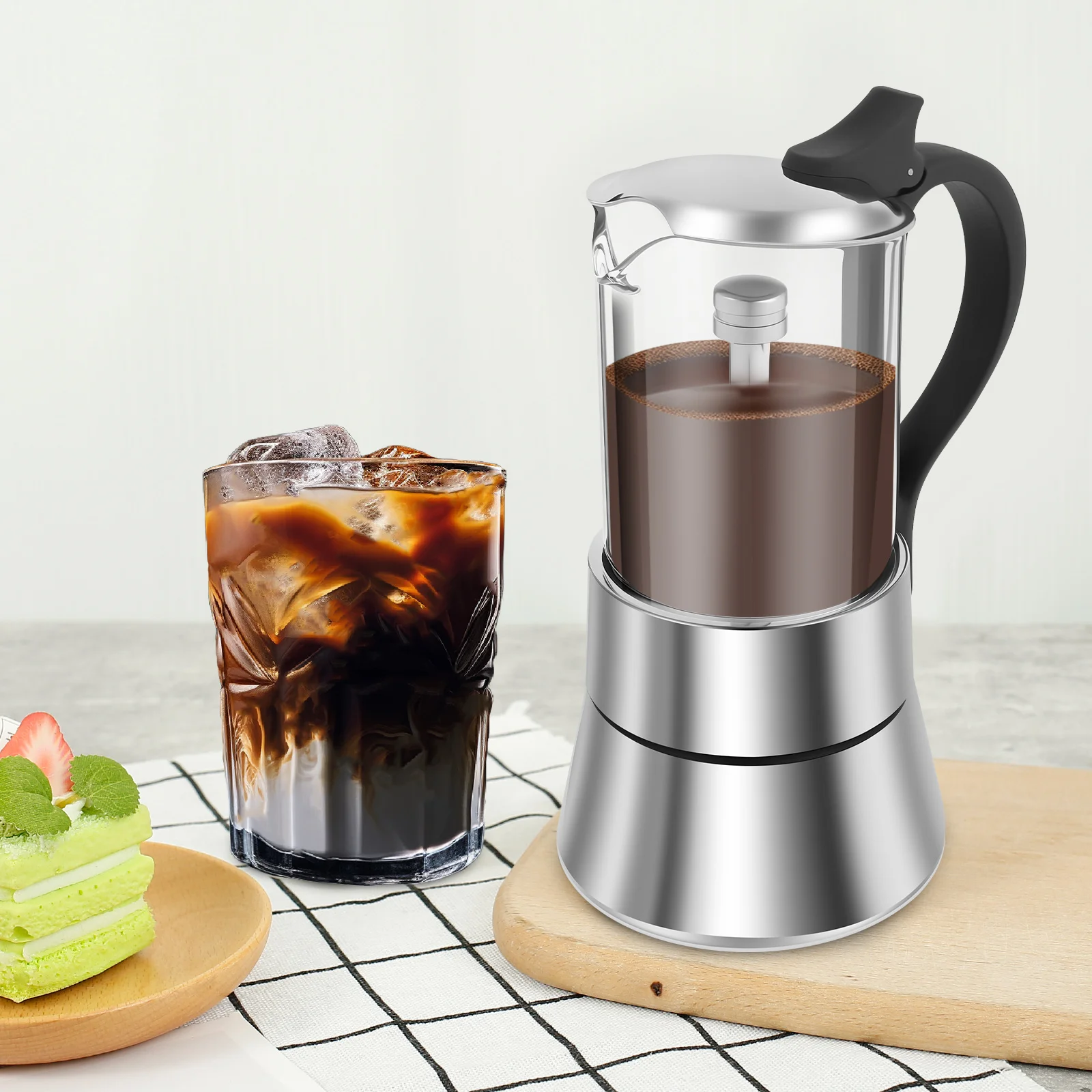 Stovetop Coffee Makers 120ML Induction Moka Pot Clear Glass Top Stainless Steel Stovetop Espresso Maker Portable Stovetop
Stovetop Coffee Makers 120ML Induction Moka Pot Clear Glass Top Stainless Steel Stovetop Espresso Maker Portable Stovetop