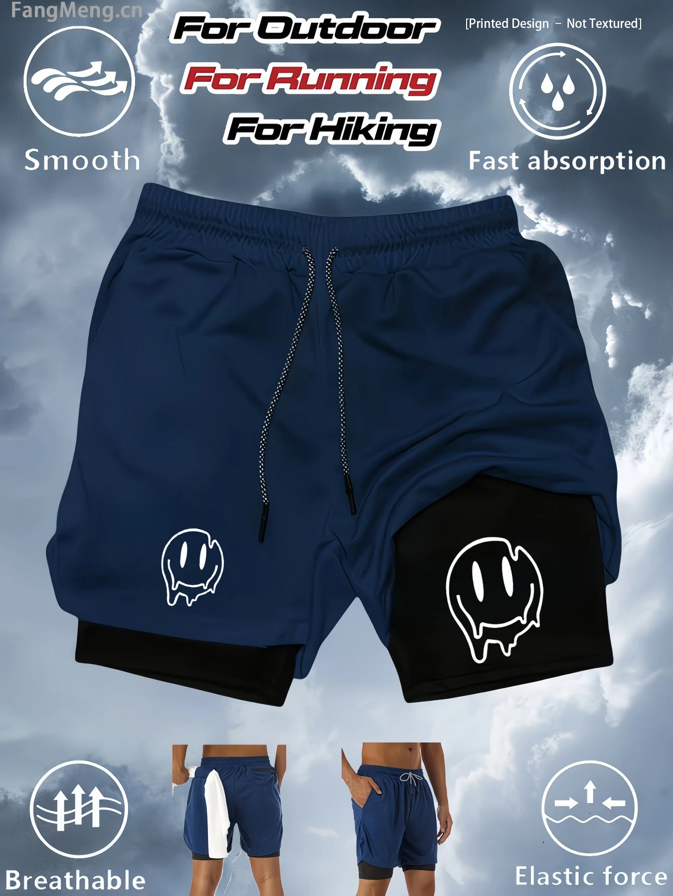 Men's compression fitness shorts, smiley face printed sportswear pants, double-layer design, quick-drying, basketball, muscle, f
Men's compression fitness shorts, smiley face printed sportswear pants, double-layer design, quick-drying, basketball, muscle, f