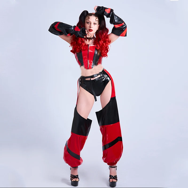 Black Red Patent Leather Splicing Suit Pole Hollow Pants Nightclub Dj Ds Party Rave Outfit Women Gogo Dance Costumes XS6031
Black Red Patent Leather Splicing Suit Pole Hollow Pants Nightclub Dj Ds Party Rave Outfit Women Gogo Dance Costumes XS6031