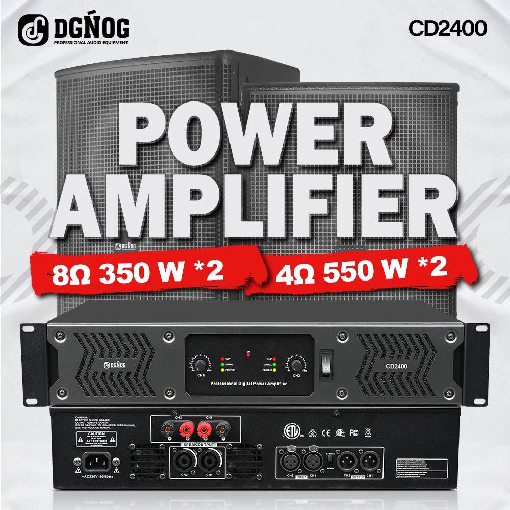 DGNOG CD2400 4ohm 700W Power Amplifier Professional Audio Stereo Class D Sound Amplifier 2 Channel Audio DJ Stage Performance
DGNOG CD2400 4ohm 700W Power Amplifier Professional Audio Stereo Class D Sound Amplifier 2 Channel Audio DJ Stage Performance