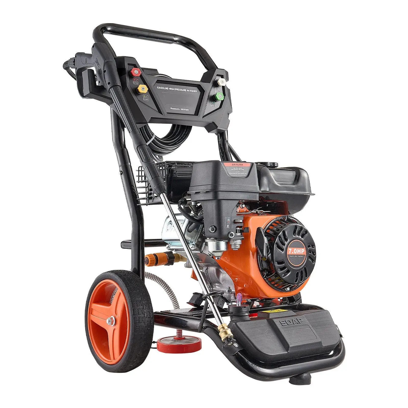 Gas Pressure Washer 3600 PSI and 2.6 Max GPM, Full Copper Pump, Spray Gun and Wand, 5 Nozzle Set, 26 ft Hose Gas Powered
Gas Pressure Washer 3600 PSI and 2.6 Max GPM, Full Copper Pump, Spray Gun and Wand, 5 Nozzle Set, 26 ft Hose Gas Powered