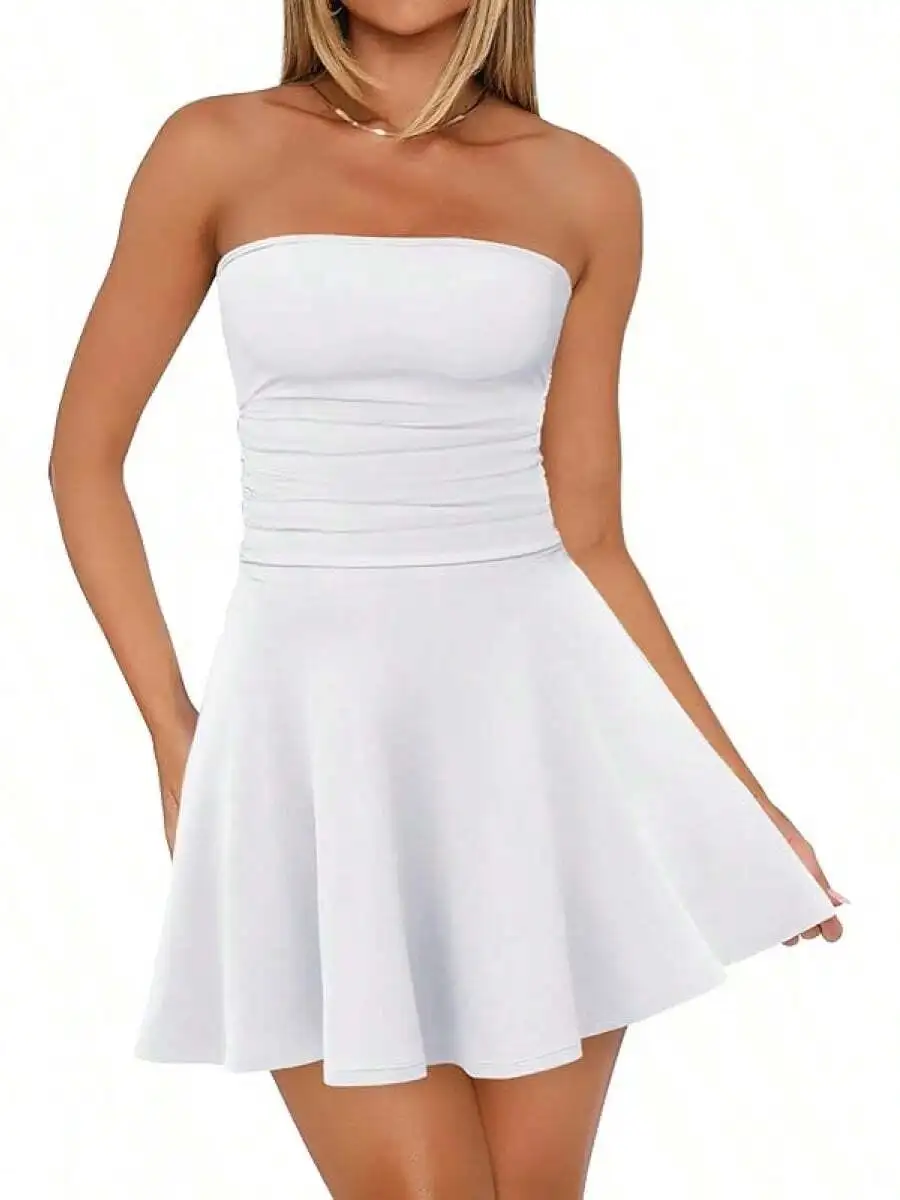 Womens Strapless A-Line Dress With Side Ruching For Party Club Date
Womens Strapless A-Line Dress With Side Ruching For Party Club Date