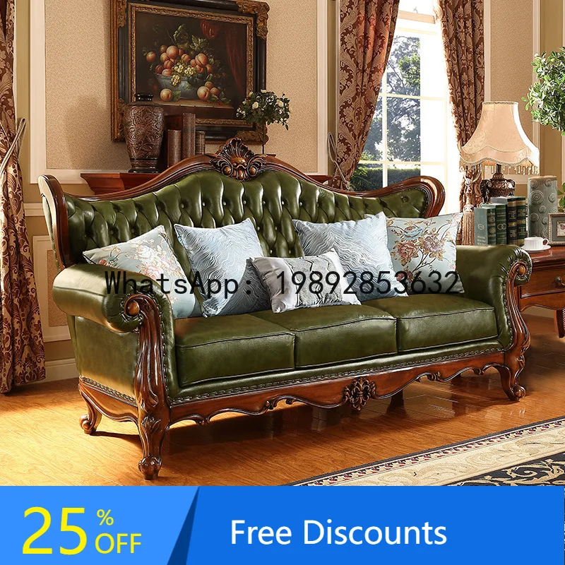 CZ American Style Genuine Leather Sofa for Home Living Room Vintage Top Layer Cowhide Sofa European Style Solid Wood Sofa Set
CZ American Style Genuine Leather Sofa for Home Living Room Vintage Top Layer Cowhide Sofa European Style Solid Wood Sofa Set