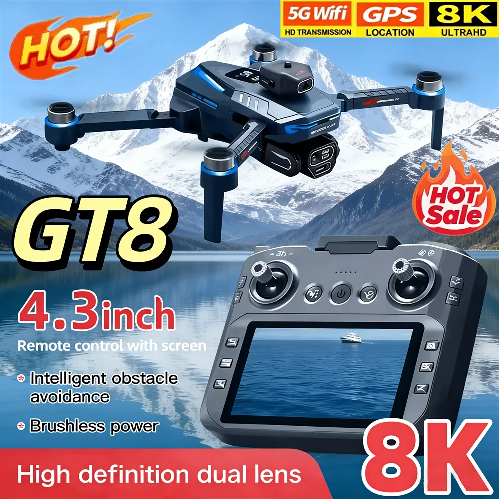 Новый Оригинальный Дрон GT8 2026 года, Профессиональный, с Двойной Камерой 4K, GPS, Бесщеточным Двигателем, Оптическим Позиционированием, Складной Квадрокоптер 8K, Радиоуправляемый Дрон
Новый Оригинальный Дрон GT8 2026 года, Профессиональный, с Двойной Камерой 4K, GPS, Бесщеточным Двигателем, Оптическим Позиционированием, Складной Квадрокоптер 8K, Радиоуправляемый Дрон