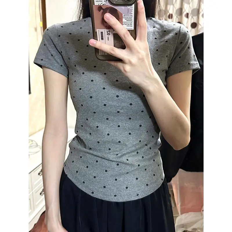 Sexy Spice Girl Polka-dot Shoulder T-shirt Female Summer Slim Waist Tight Women's Short Top
Sexy Spice Girl Polka-dot Shoulder T-shirt Female Summer Slim Waist Tight Women's Short Top