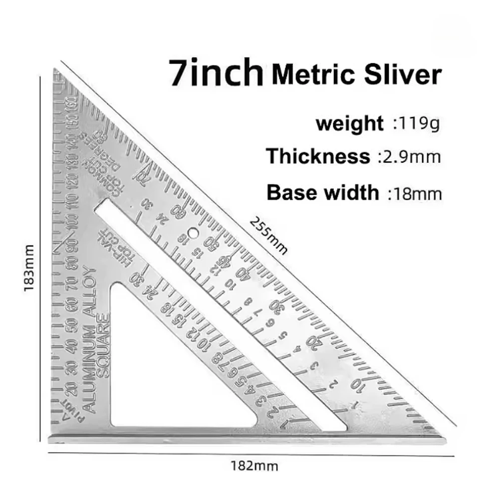 7“Woodworking Square Metric Triangle Ruler Made of Aluminium 90 Degree Thin Style Triangle Protractor for Carpenter Roofer
7“Woodworking Square Metric Triangle Ruler Made of Aluminium 90 Degree Thin Style Triangle Protractor for Carpenter Roofer