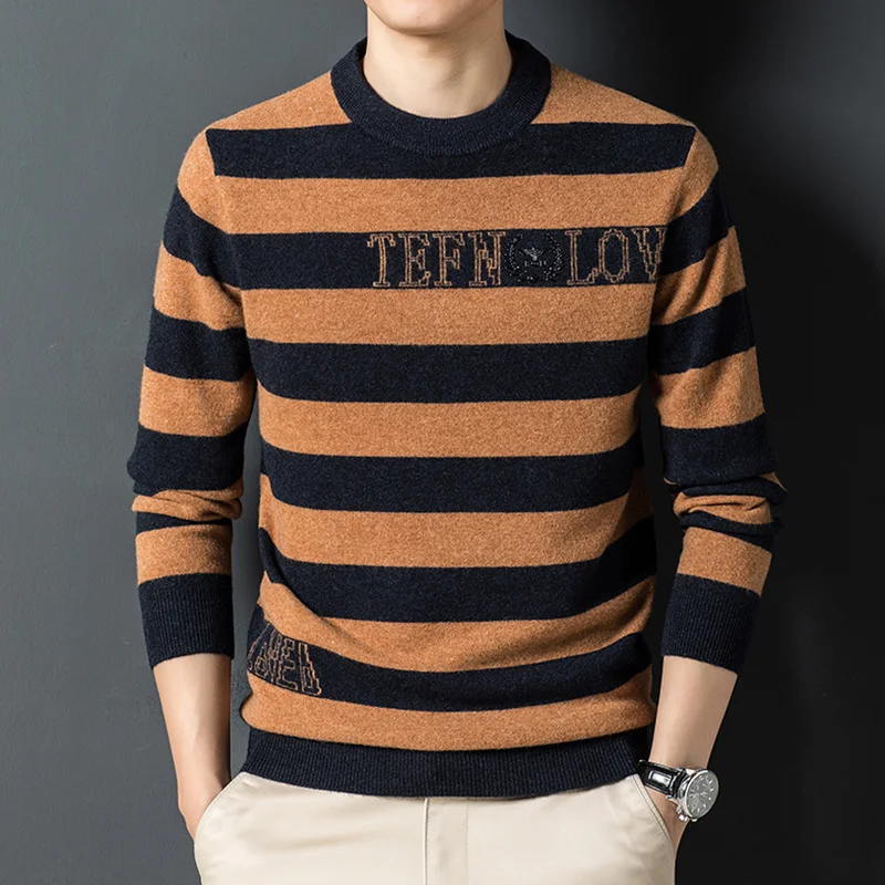 new Men's round neck sweater 2023 autumn young and middle-aged fashion casual shirt striped Joker sweater
new Men's round neck sweater 2023 autumn young and middle-aged fashion casual shirt striped Joker sweater