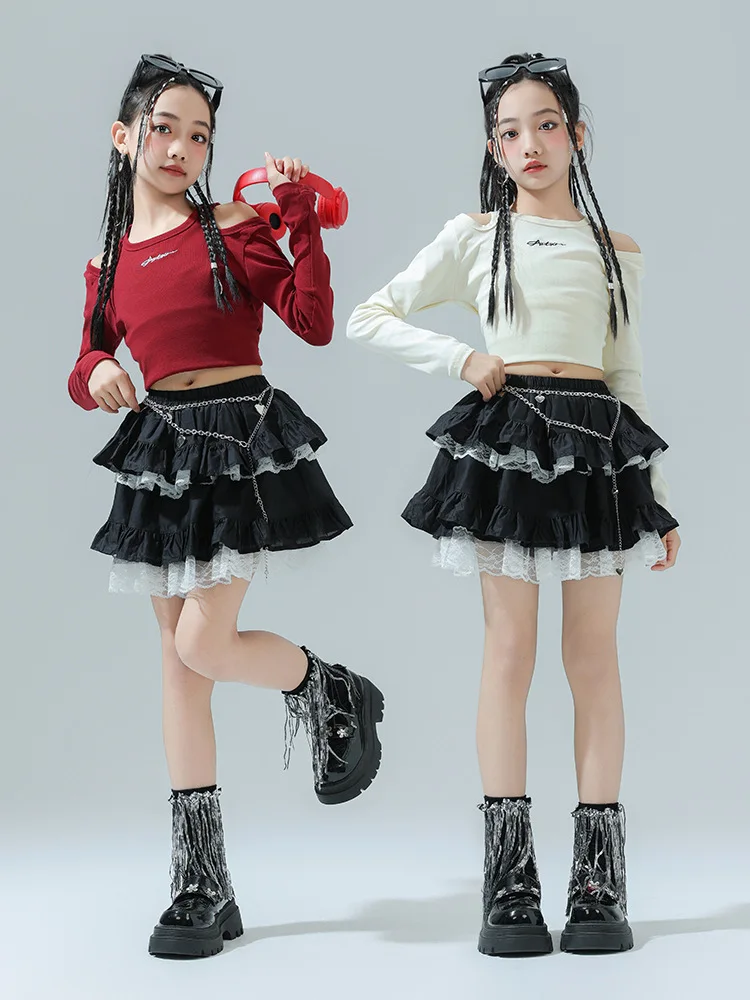 Kid Hip Hop Clothing Cold Shoulder Crop Top Long Sleeve T Shirt Black Layered Lace Skirt for Girls Jazz Dance Costumes Clothes
Kid Hip Hop Clothing Cold Shoulder Crop Top Long Sleeve T Shirt Black Layered Lace Skirt for Girls Jazz Dance Costumes Clothes