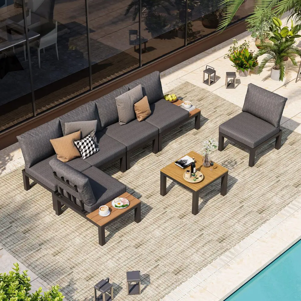 Modular Outdoor Patio Furniture Set, 6 Seats Patio Sectional Sofa Set with Adjustable Backrest amp Thick Cushions, AllWeather C
Modular Outdoor Patio Furniture Set, 6 Seats Patio Sectional Sofa Set with Adjustable Backrest amp Thick Cushions, AllWeather C