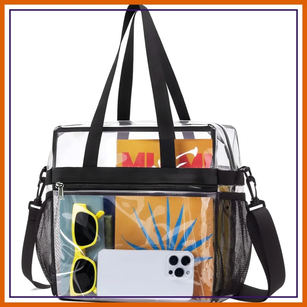 Clear Tote Bag for Stadium Events 12x6x12 Approved with Adjustable Strap
Clear Tote Bag for Stadium Events 12x6x12 Approved with Adjustable Strap