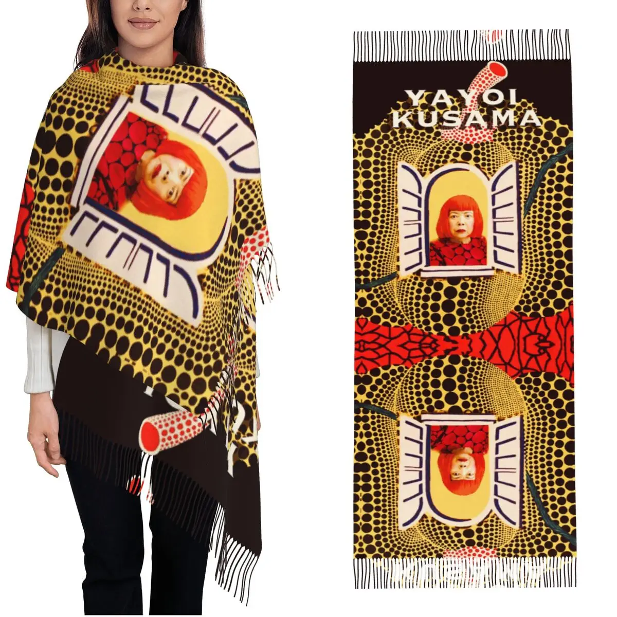 Women's Scarf with Tassel Yayoi Kusama Large Winter Warm Shawl and Wrap Daily Wear Cashmere Scarf
Women's Scarf with Tassel Yayoi Kusama Large Winter Warm Shawl and Wrap Daily Wear Cashmere Scarf