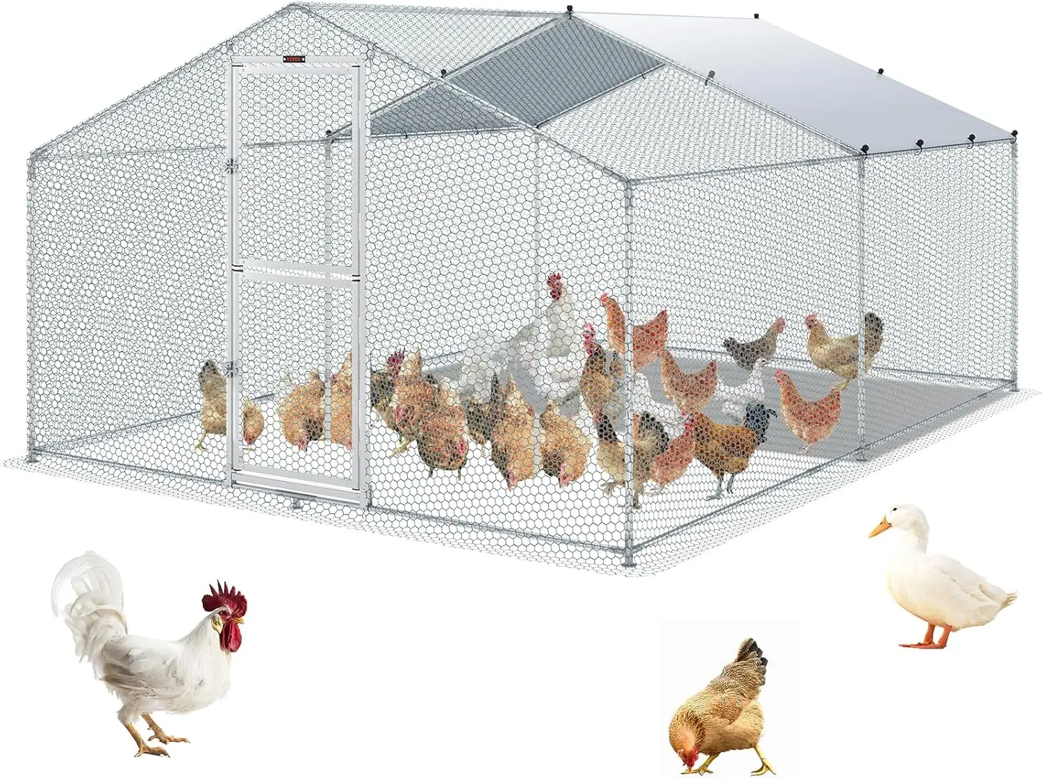Large Metal Chicken Coop with Run, Walkin Poultry Cage for Yard with Waterproof Cover, 13.1 x 9.8 x 6.4 ft Dome Roof for Hen
Large Metal Chicken Coop with Run, Walkin Poultry Cage for Yard with Waterproof Cover, 13.1 x 9.8 x 6.4 ft Dome Roof for Hen