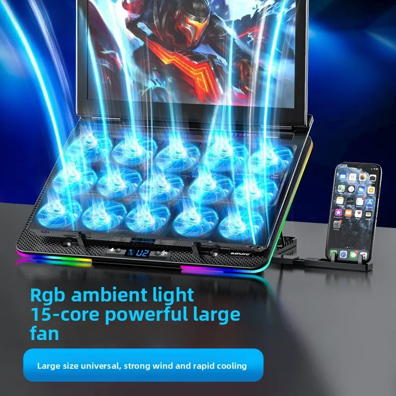 15 Fans Laptop Cooling Pad with LCD Speed Display & RGB – Adjustable Stand for Gaming Laptop, Efficient Heat Dissipation
15 Fans Laptop Cooling Pad with LCD Speed Display & RGB – Adjustable Stand for Gaming Laptop, Efficient Heat Dissipation
